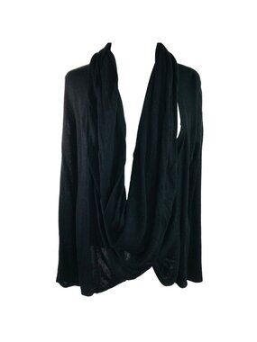 Cupio Women's Black Drape Cardigan Sweater Versatile Two-Way Styling Size Medium